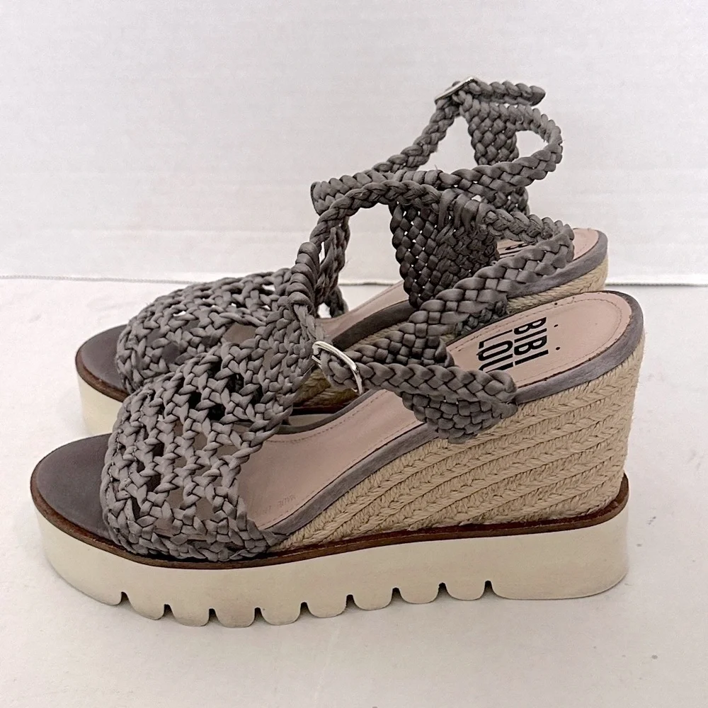 BIBI LOU X Anthropologie ARIEL WEDGE PLATFORM SANDAL IN COLOR NEUTRAL SIZE 39/8